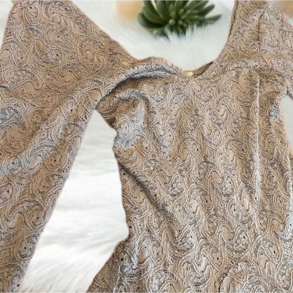 FREE PEOPLE OLIVE SAGE MILITARY GREEN LACEY ASYMETRICAL HEM KATYA DRESS LOW CUT - Picture 9 of 11